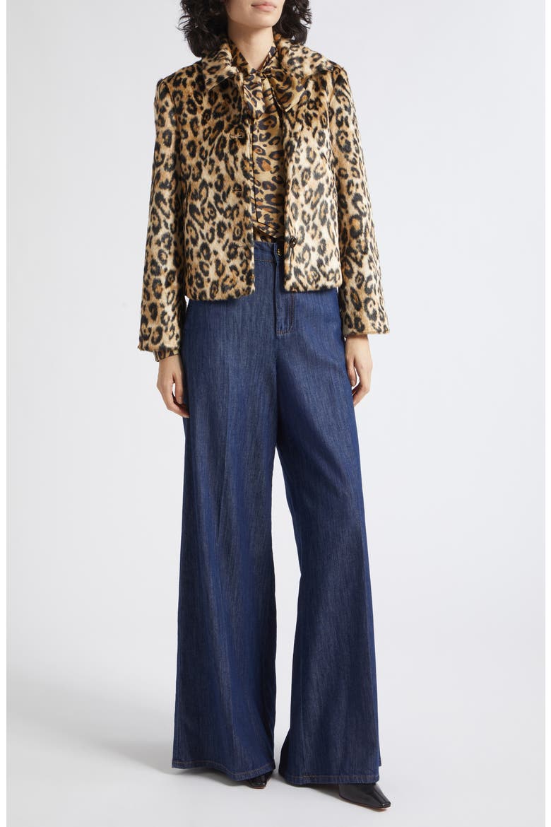 Spotted Print Faux Fur Jacket, Alternate, color, CAMEL SPOTTED PRINT