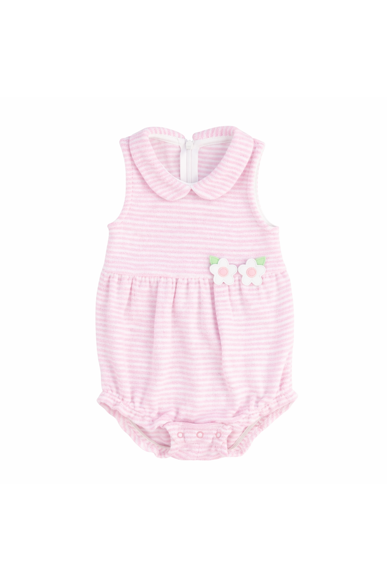 Stripe Terry Romper with Flowers, Main, color, Pink/White