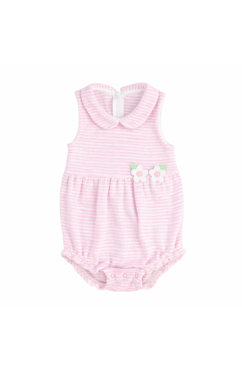 Florence Eiseman Stripe Terry Romper with Flowers, Main, color, Pink/White