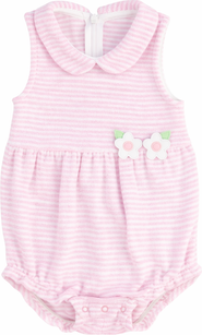 Florence Eiseman Stripe Terry Romper with Flowers