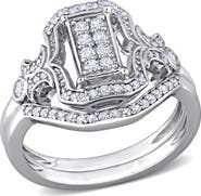 Julianna B. Diamond Cluster Halo Bridal Ring Set