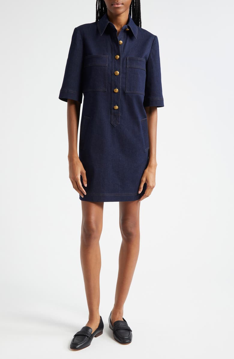 Veronica Beard Koulis Denim Minidress, Main, color, Midnight Wash