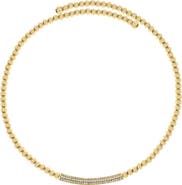 ATHRA LUXE Modern Muse CZ Bar Beaded Choker Necklace