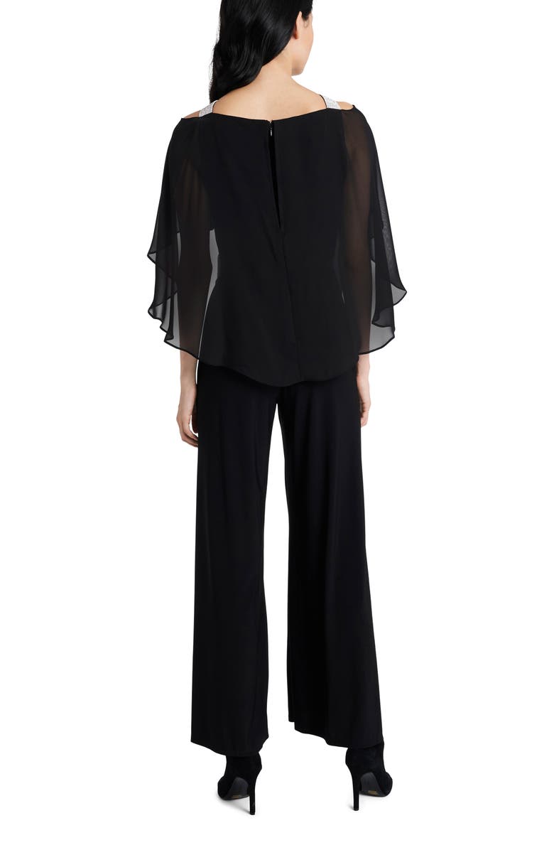 Chaus Rhinestone Trim Cape Jumpsuit, Alternate, color, 