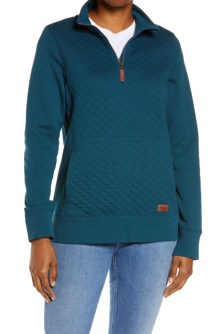 Quilted Quarter Zip Pullover, Main, color, DEEP ADMIRAL BLUE
