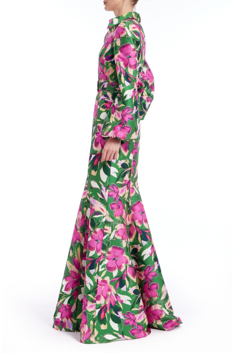 Long Sleeve Mermaid Gown, Alternate, color, EMERALD MULTI