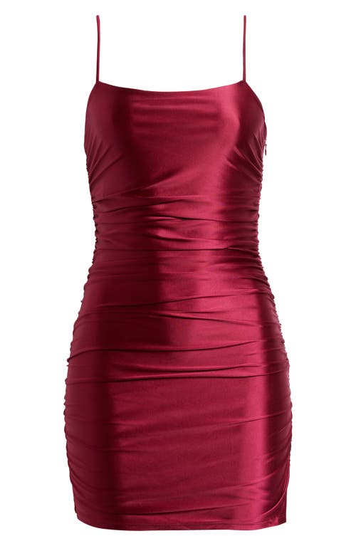Bp. Ruched Satin Minidress In Red