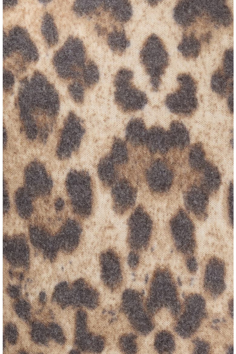 Brushed Animal Print Long Sleeve Crewneck Top, Alternate, color, TAUPE/ BROWN