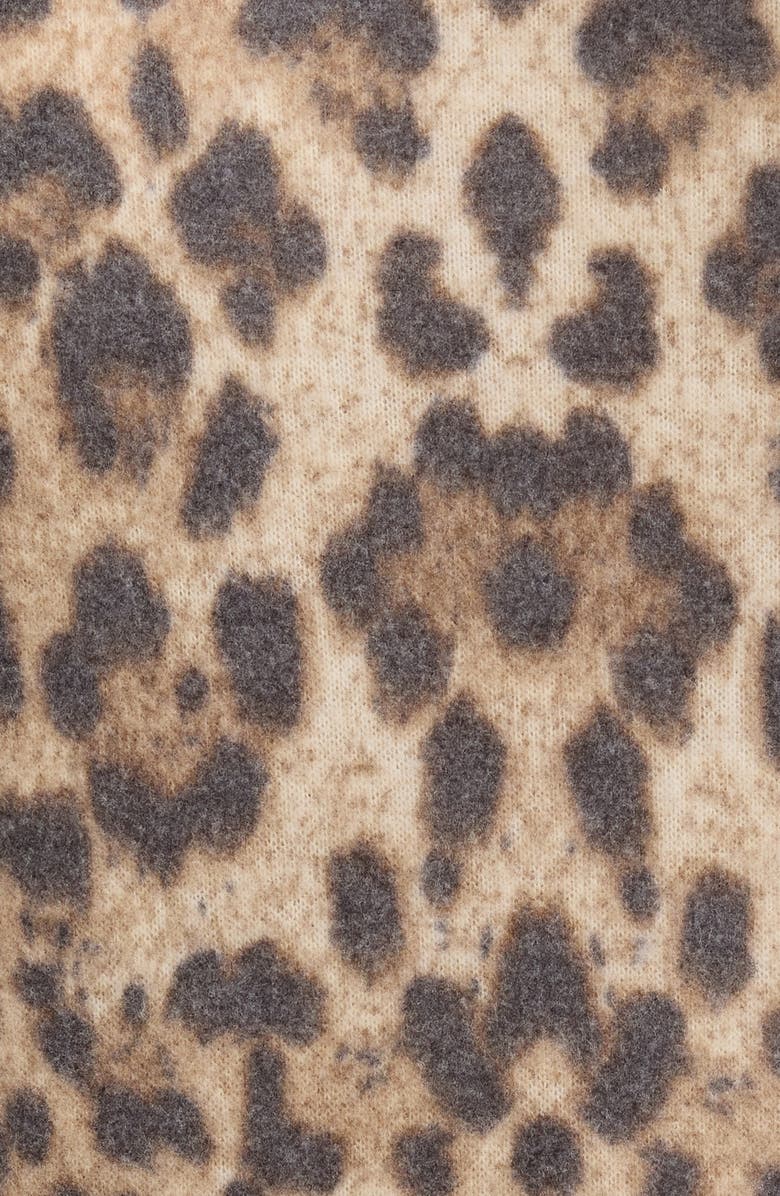 Loveappella Brushed Animal Print Long Sleeve Crewneck Top, Alternate, color, Taupe/ Brown