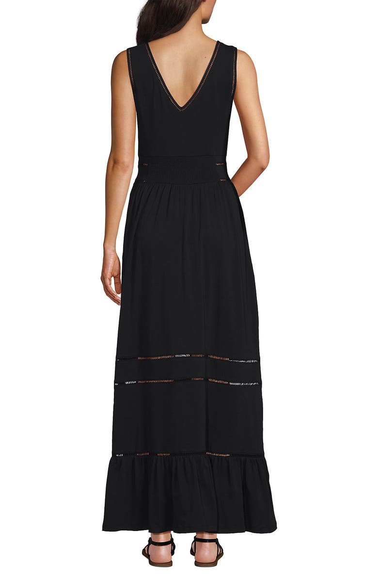 Lands' End Cotton Modal Embellished Trim Maxi Dress, Alternate, color, 