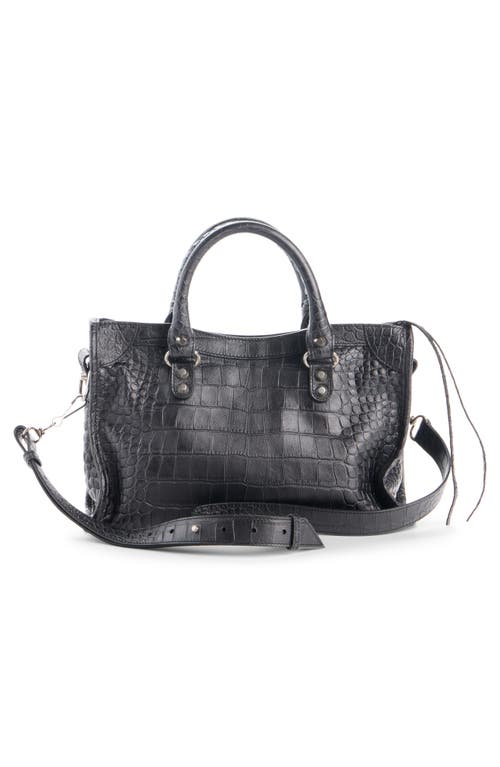 Balenciaga Small Le City Croc Embossed Leather Top Handle Bag