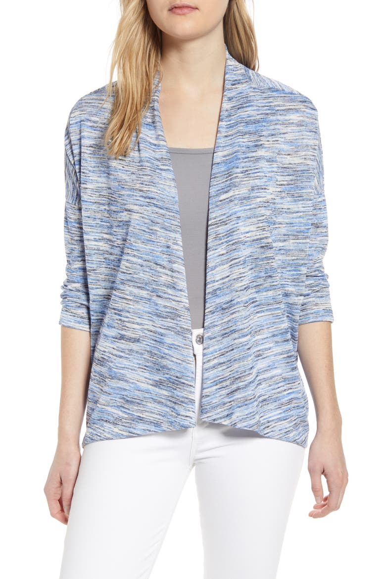 Luann Open Front Cardigan, Main, color, AMPARO SPACEDYE