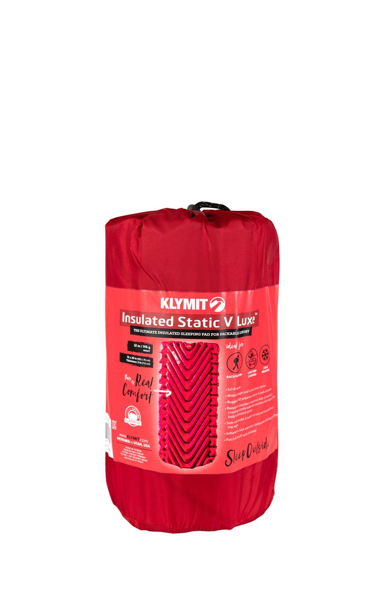 Klymit Insulated Static V Luxe Sleeping Pad, Alternate, color, Red