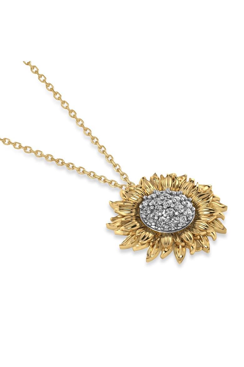 Sunflower Diamond Pendant Necklace 14k, Alternate, color, 0.19ct,Two-tone gold