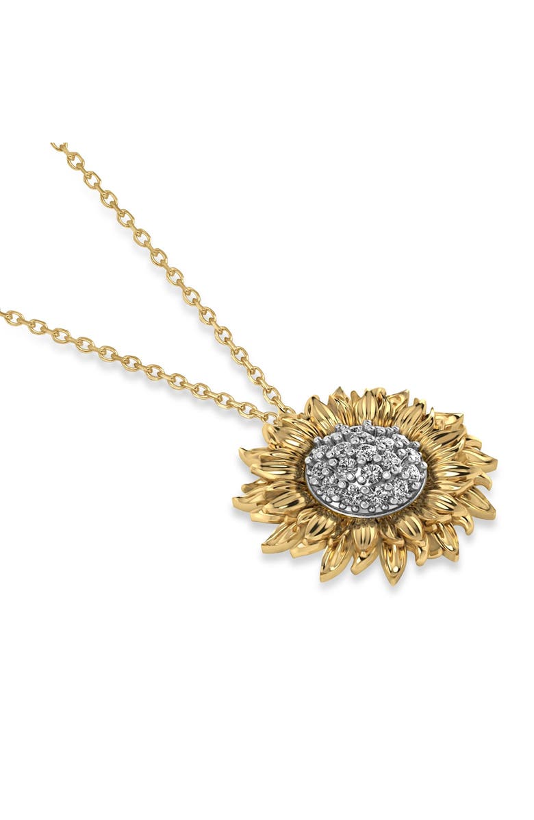 ALLUREZ Large Sunflower Diamond Pendant Necklace 14k, Alternate, color, Two-Tone Gold