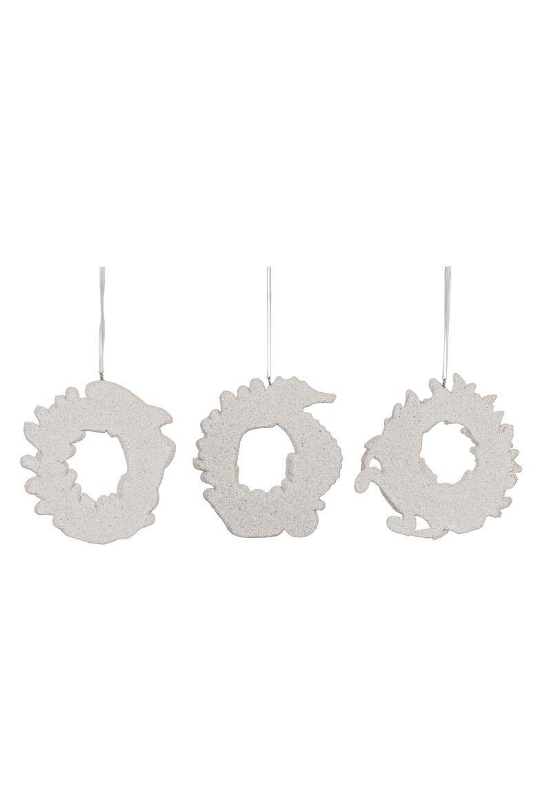 Coastal Life Wreath Tree Ornament Assortment of 3, Alternate, color, White