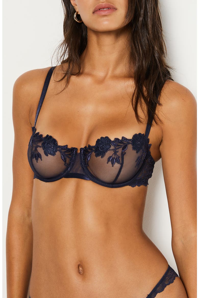 Desinvolte Embroidered Underwire Balconette Bra, Main, color, NIGHT BLUE