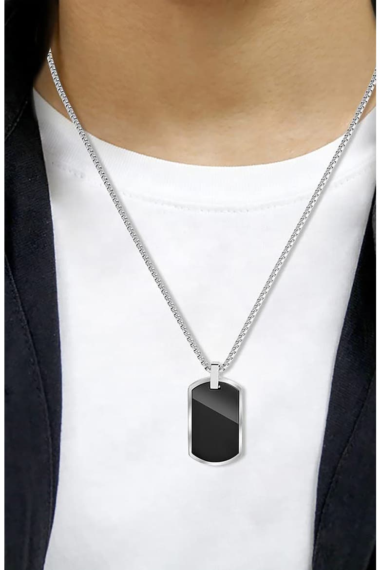 Men's Stainless Steel Dog Tag Pendant Necklace, Alternate, color, BLACK