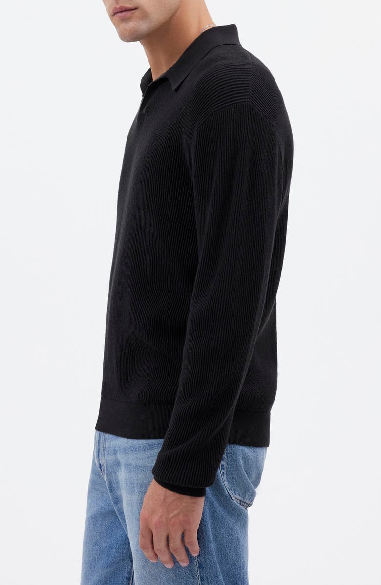 Madewell Johnny Collar Long Sleeve Merino Wool Sweater Polo, Alternate, color, Dark Bottle
