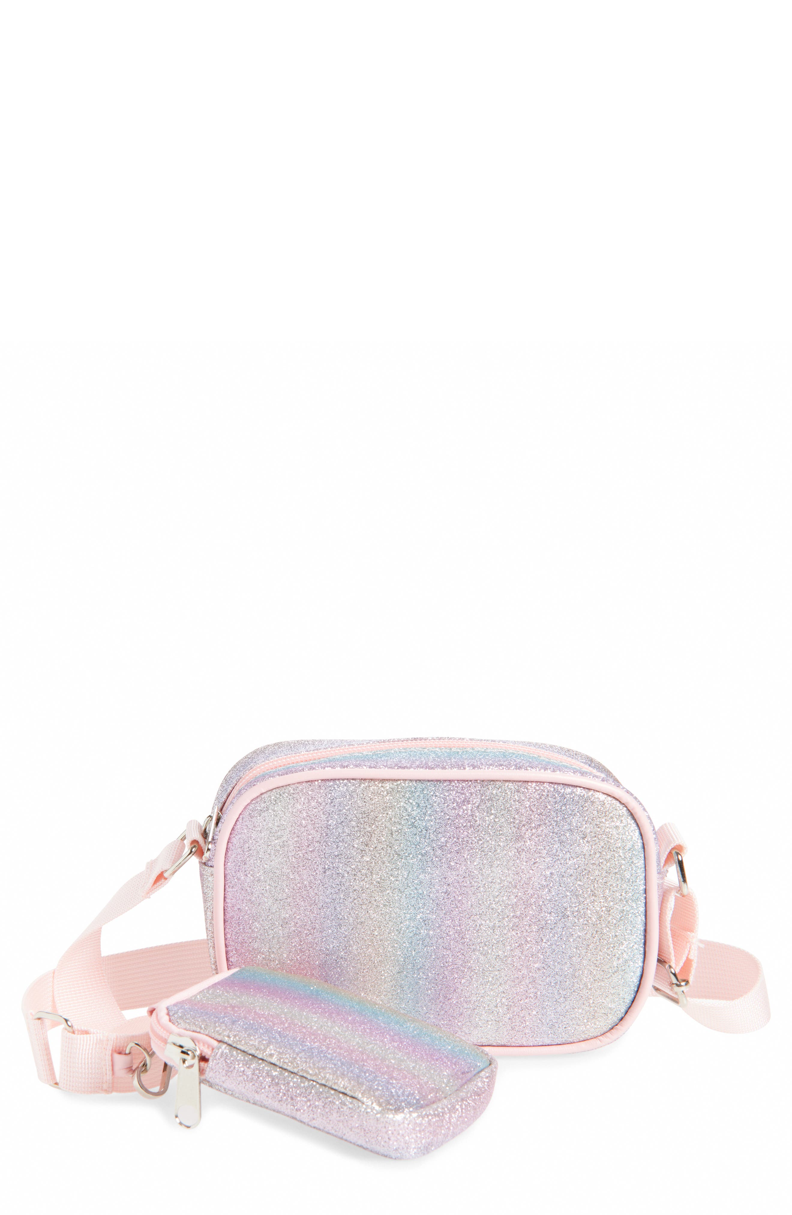 Capelli New York Kids' Glitter Faux Leather Crossbody Bag, Main, color, 