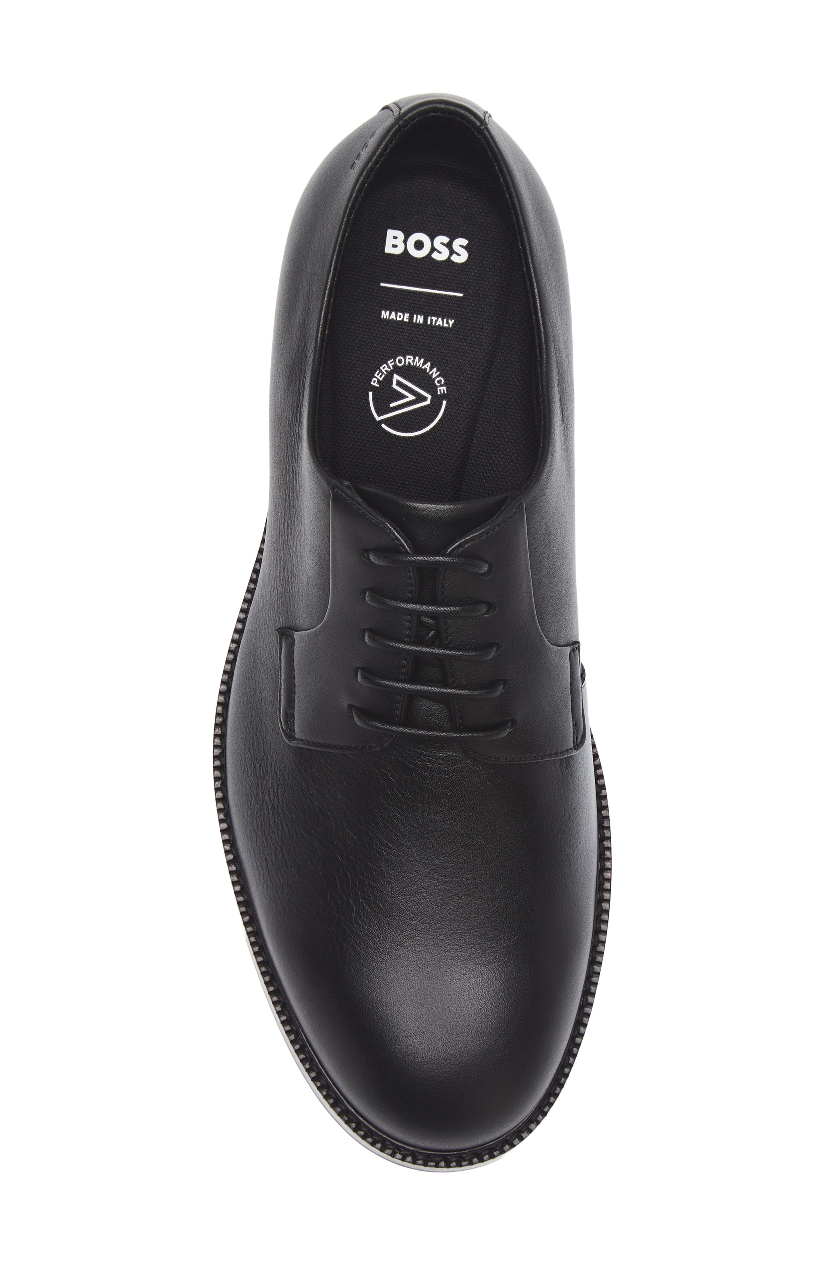BOSS Dresletic Leather Plain Toe Derby, Alternate, color, Black