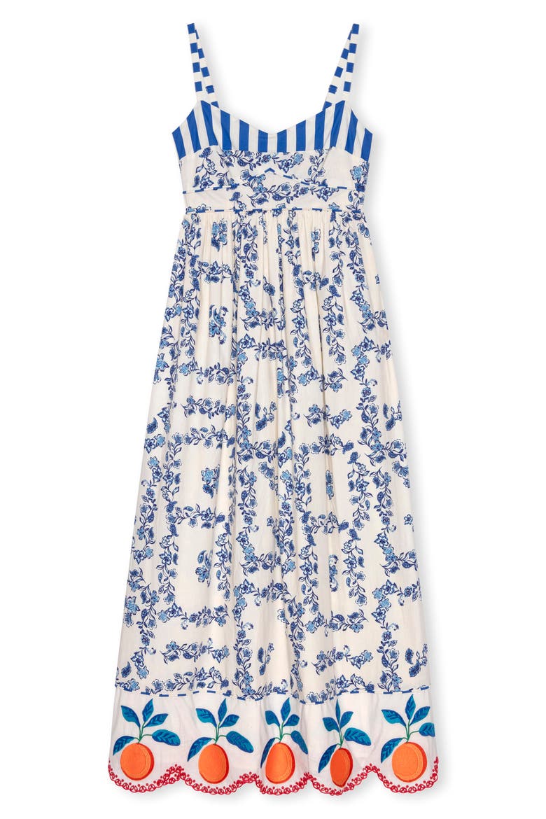 Lexie Floral Border Print Cotton Dress, Alternate, color, CERAMIC FLORAL