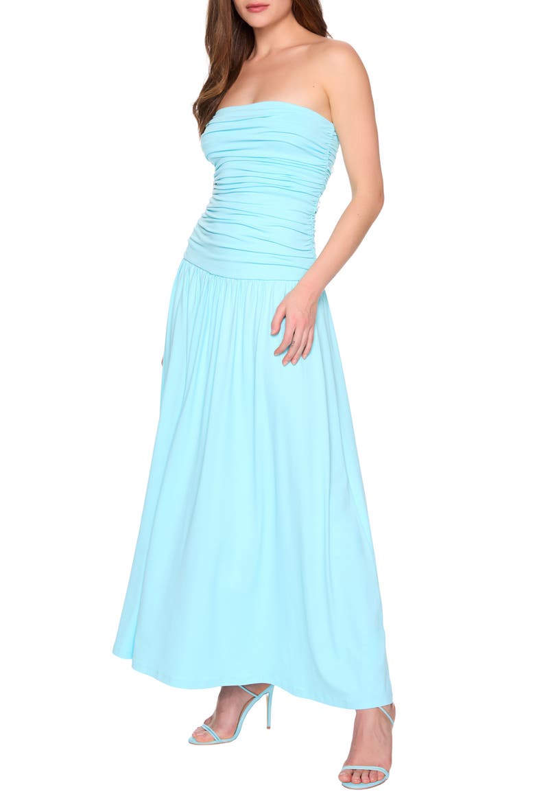 Ruched Tube Maxi Dress, Alternate, color, FRESH WATER