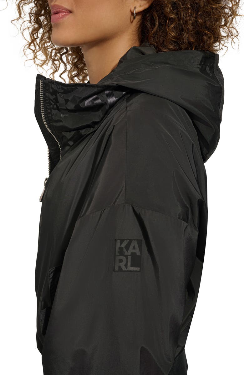 KARL LAGERFELD PARIS Logo Collar Bomber Jacket, Alternate, color, 