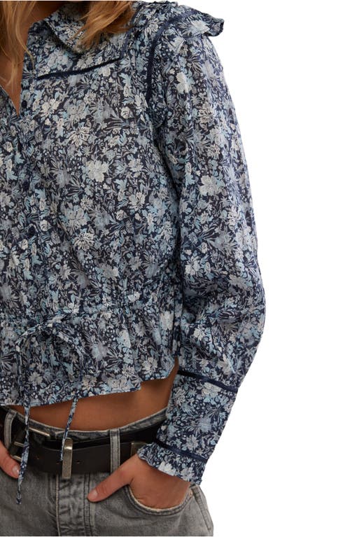 Free People Printed Daybreak Blouse In Chambray Combo