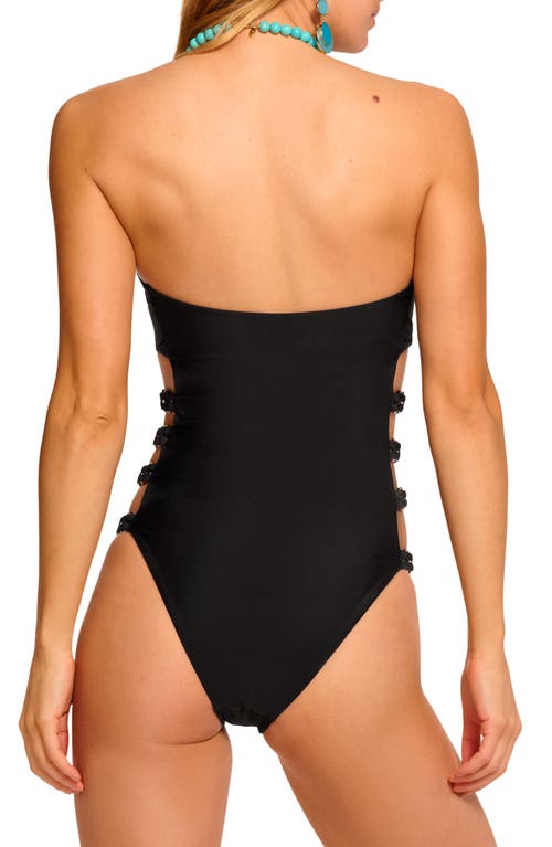 Ramy Brook Viviana Strapless Chain One Piece Swimsuit In Black