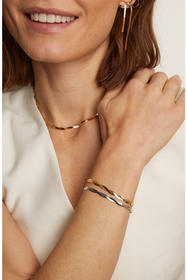 Herringbone Twist Bracelet, Alternate, color, Sterling SIlver
