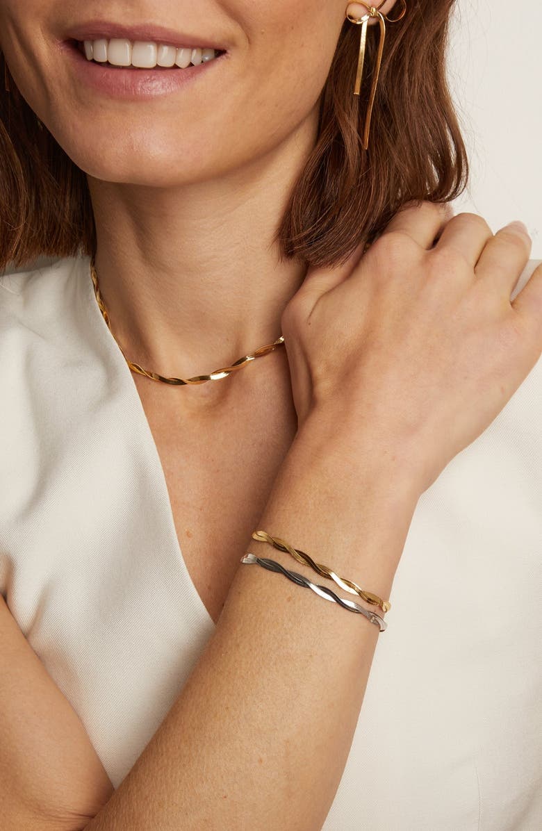 Aurate New York Herringbone Twist Bracelet, Alternate, color, White Vermeil, 6.5In