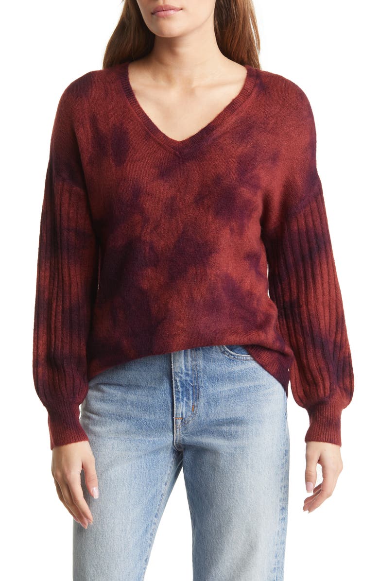 Wit & Wisdom V-Neck Blouson Long Sleeve Sweater, Main, color,