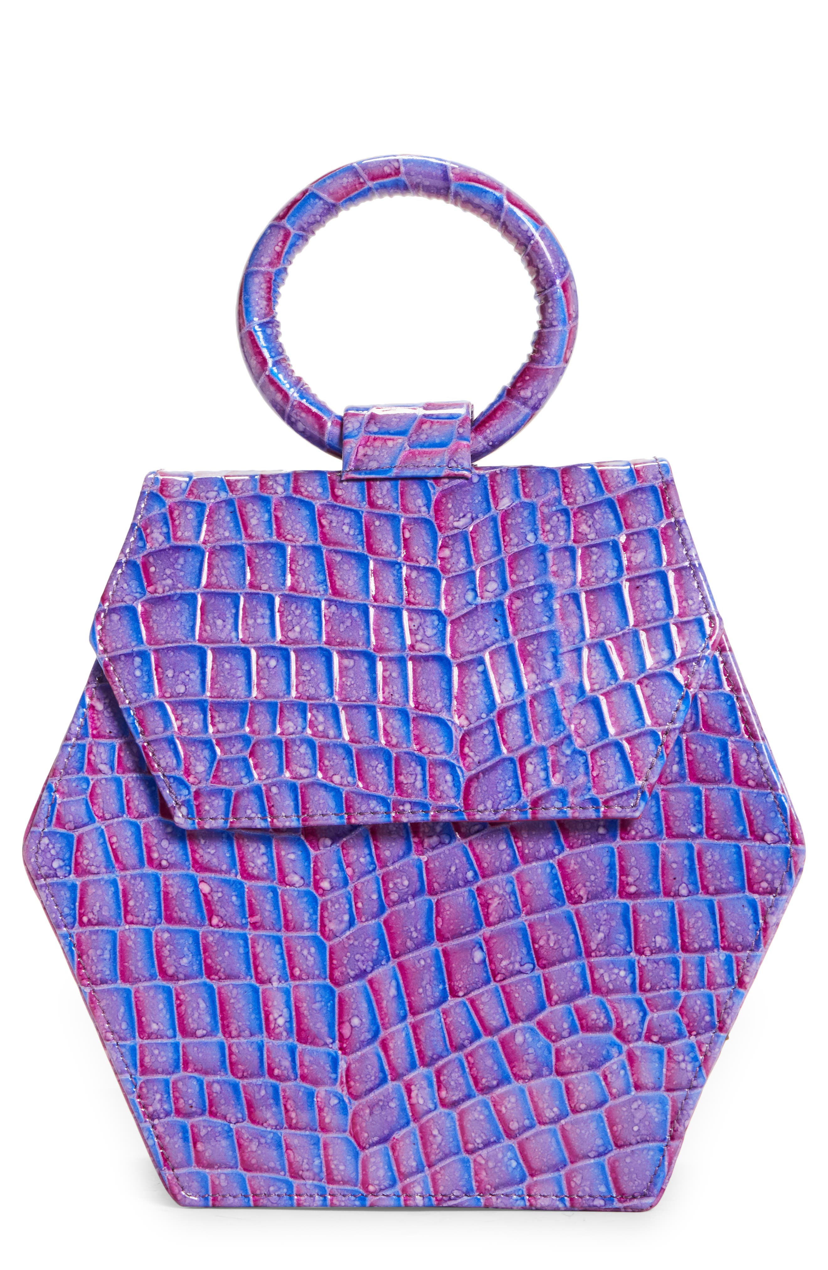 Anima Iris Zuri Croc Embossed Leather Top Handle Bag, Main, color, 