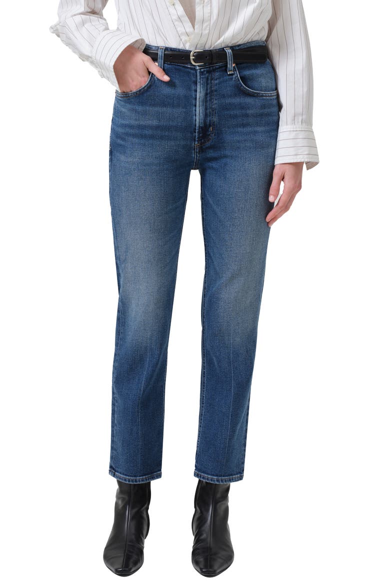 Zurie High Waist Nonstretch Ankle Jeans, Main, color, ABALONE