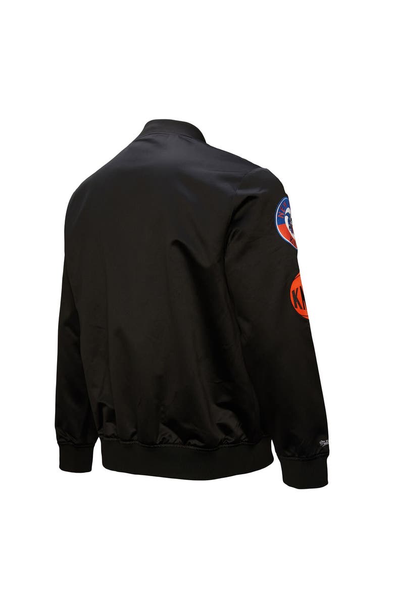 Mitchell & Ness Men's Black New York Knicks Hardwood Classics Blackout Collection Satin Full-Zip Jacket, Alternate, color, 