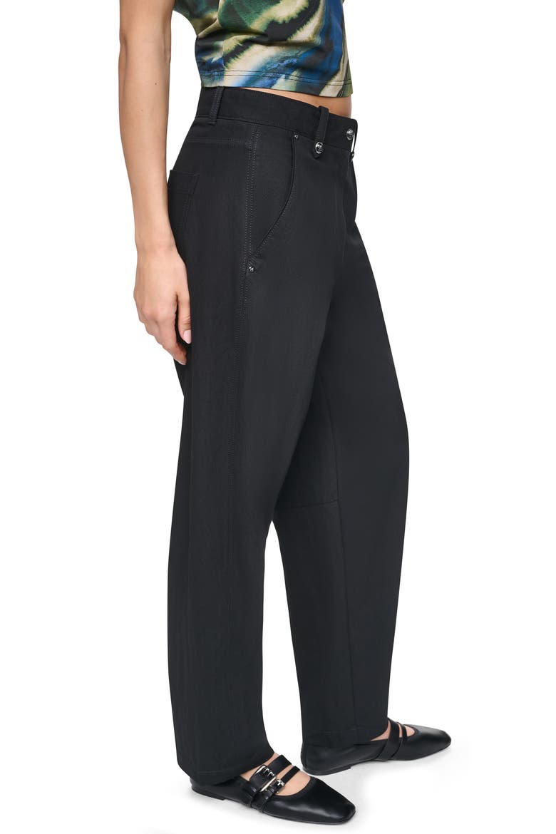 Barrel Leg Sanded Twill Pants, Alternate, color, BLACK