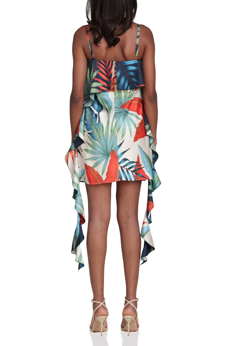 Avec Les Filles Asymmetric Ruffle Print Minidress, Alternate, color, 