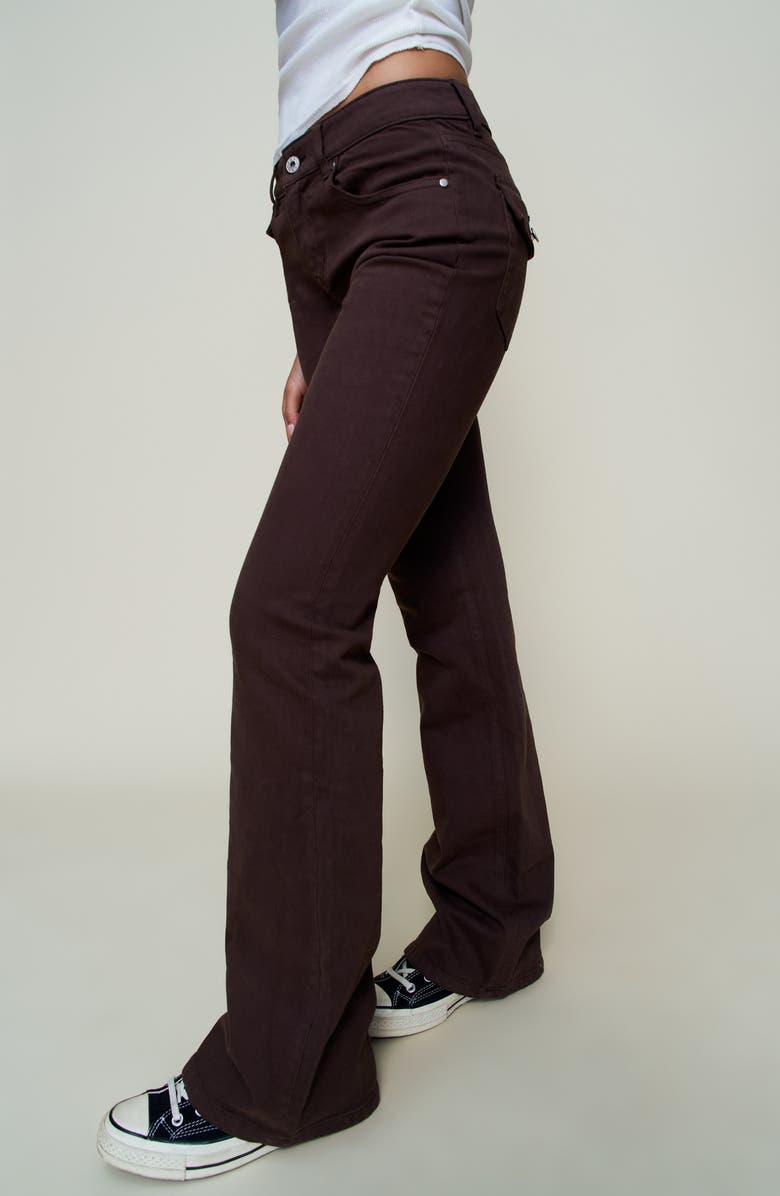 Guizio Low Rise Flare Twill Pant, Alternate, color, Chocolate