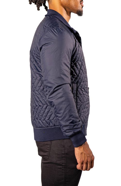 Maceoo Puffycomb Quilted Bomber Jacket In Blue