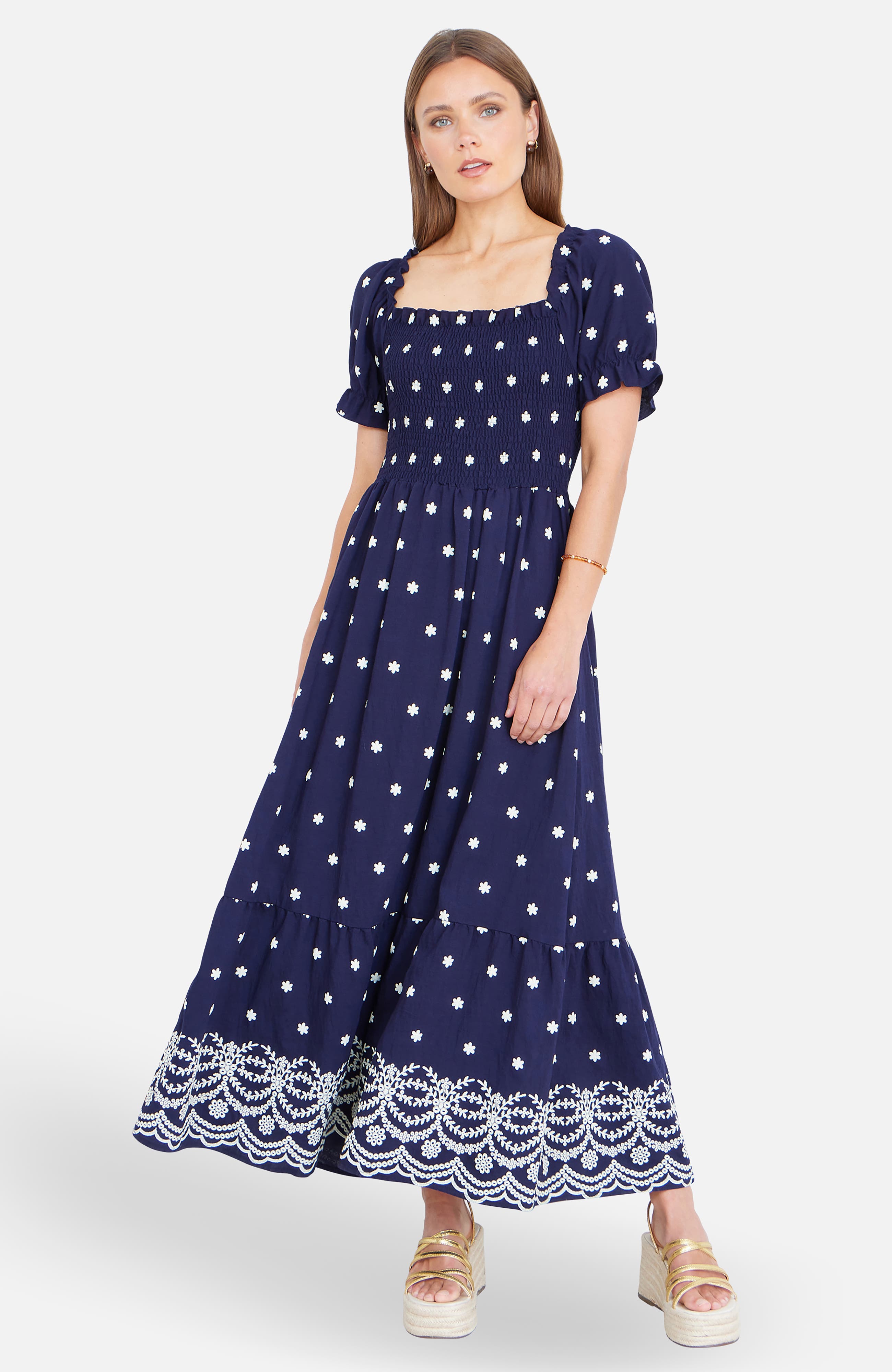 Border Hemline Smocked Maxi Dress - image 2