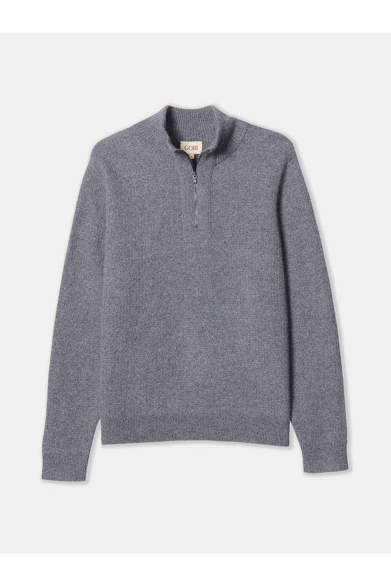 Men's Cashmere Waffle Knit Half-Zip Sweater, Main, color, stone gray