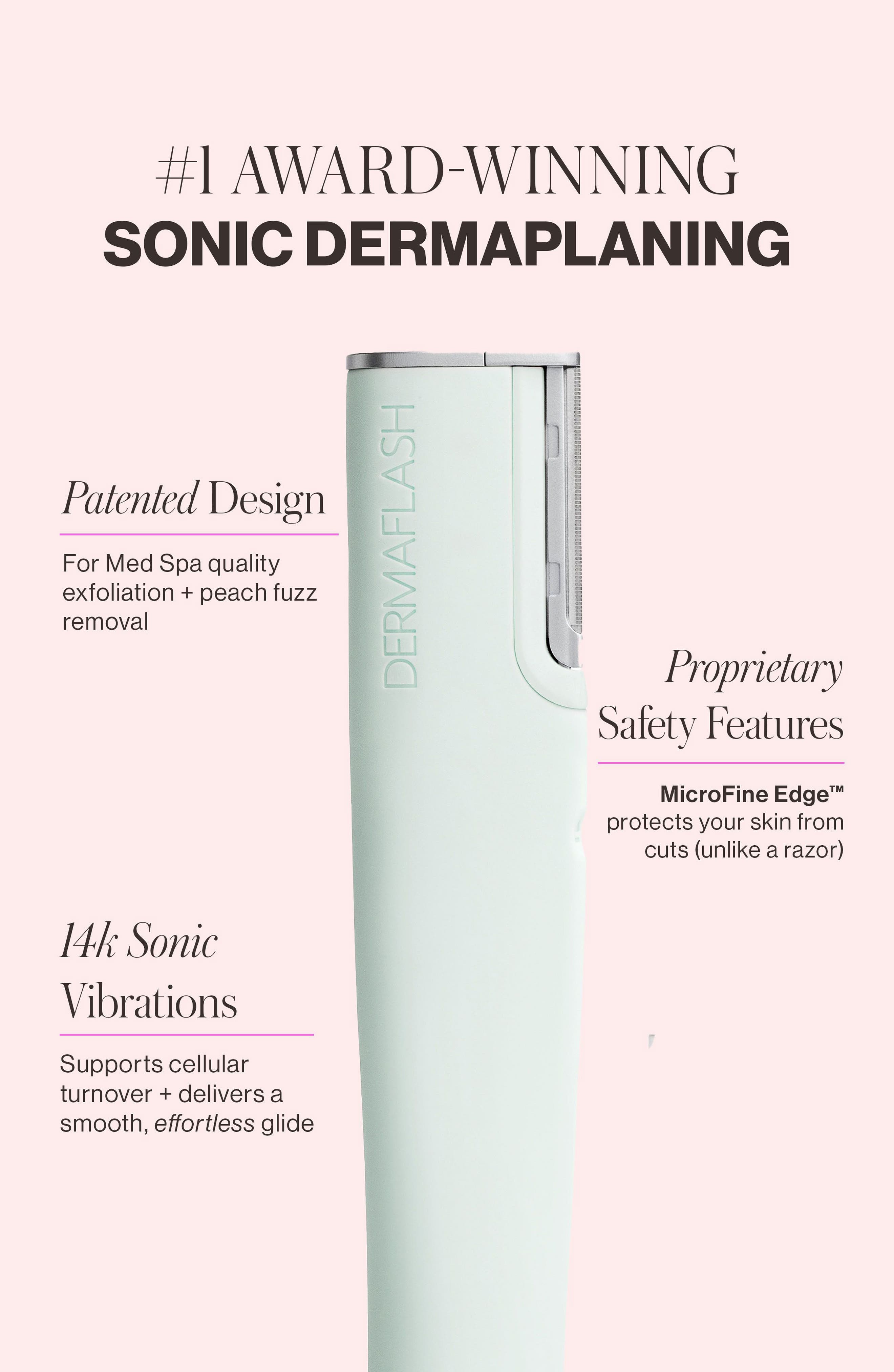 DERMAFLASH LUXE+ Anti-Aging Sonic Dermaplaning + Peach Fuzz
