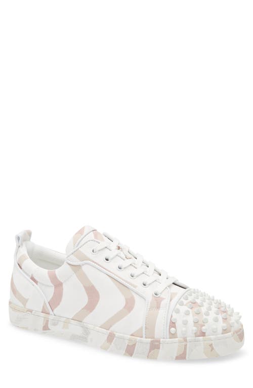 Christian Louboutin Louis Junior Spikes Canvas Sneakers In White