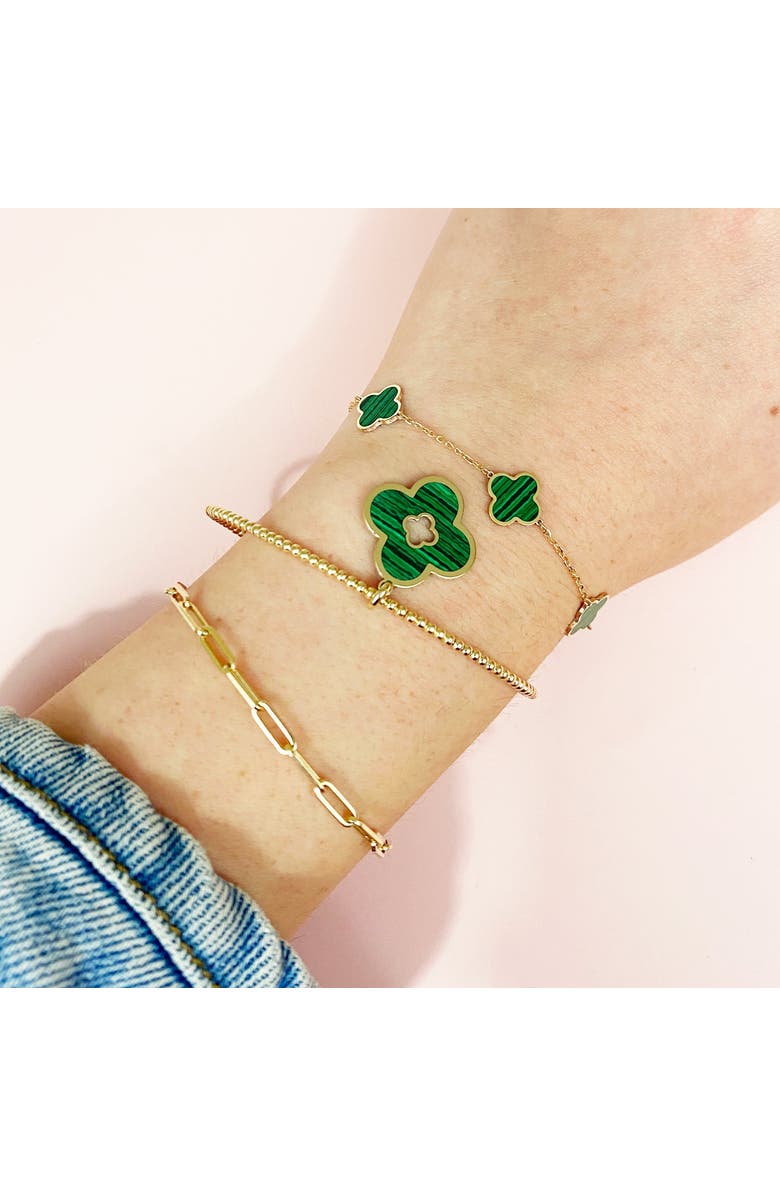 The Lovery Fine Jewelry Malachite Clover Cut Out Charm, Alternate, color, Malachite