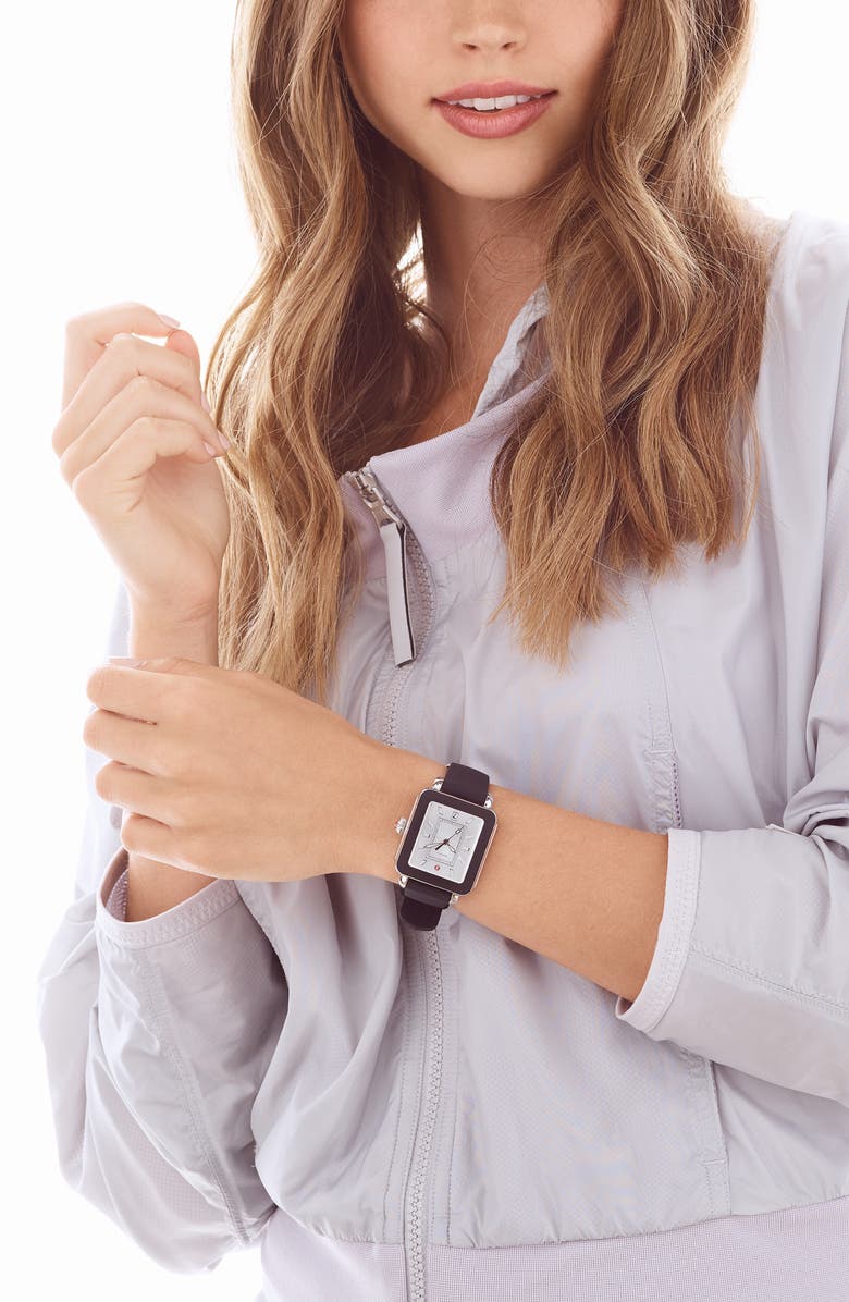 MICHELE Deco Sport Watch Head & Silicone Strap, 34mm x 36mm, Alternate, color, 