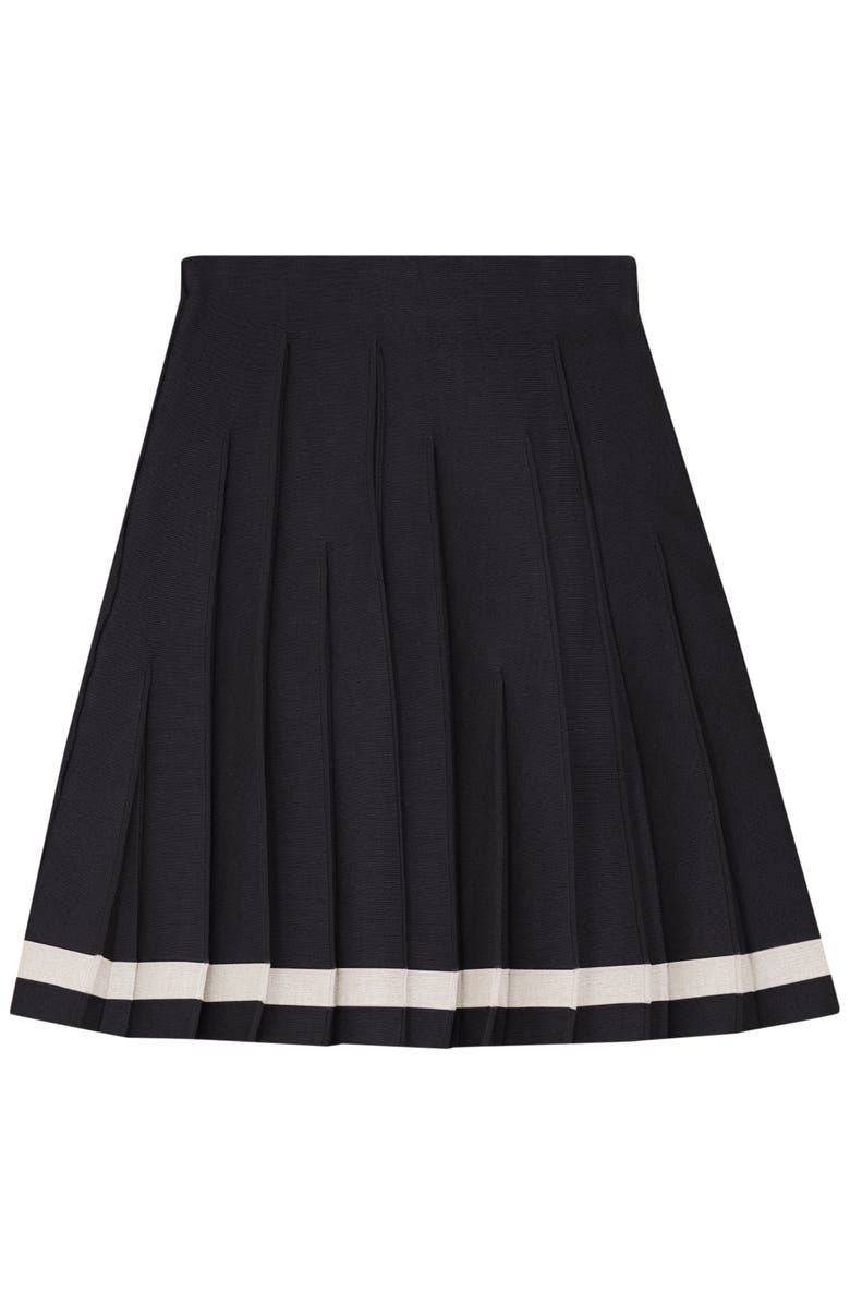 Joie De Vivre Asymmetric Pleated Covered Elastic Waistband Knit Skirt, Main, color, Black