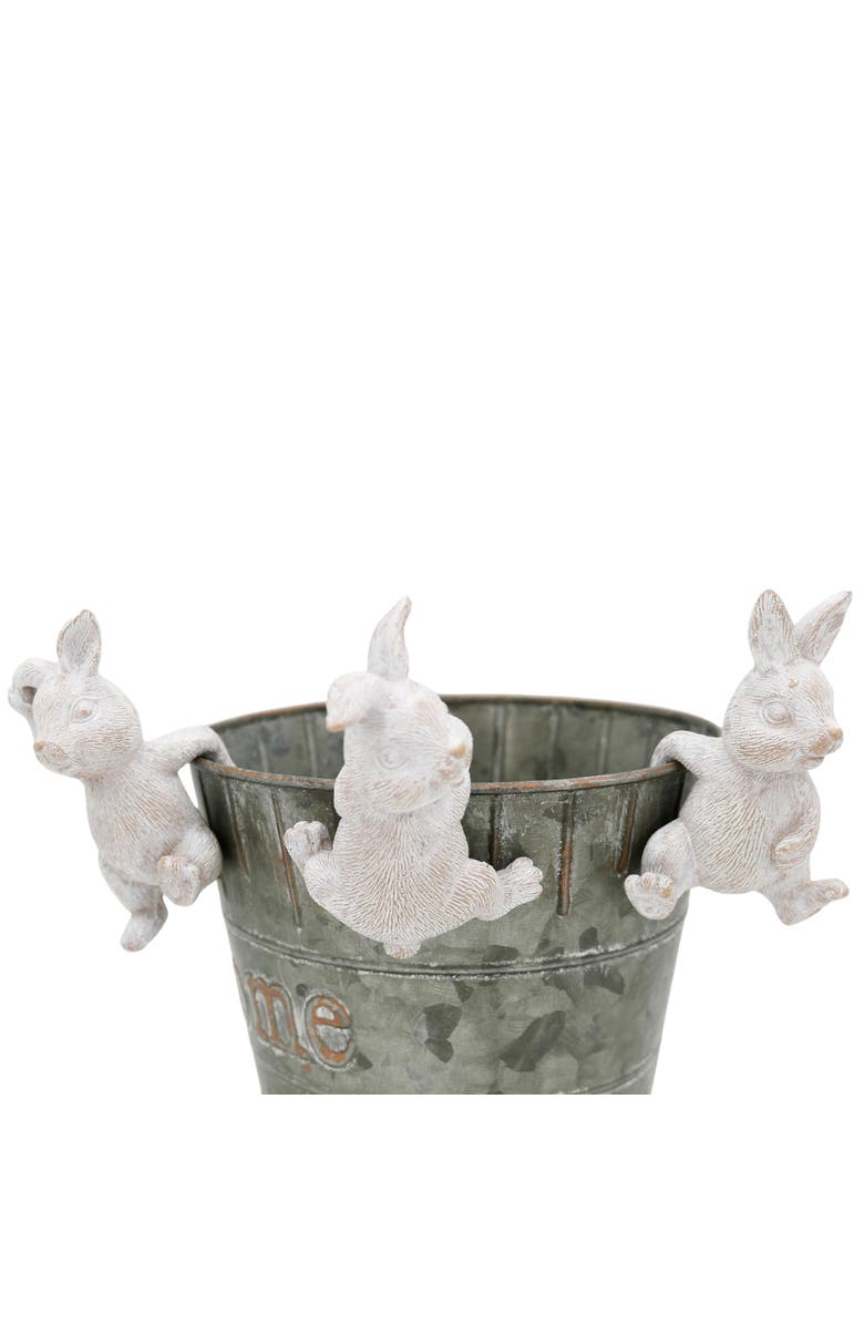 Transpac Set of 3 Decorative Resin Bunny Plant Hangers - Cute and Whimsical Home Decor for Plant Lovers, Main, color, White