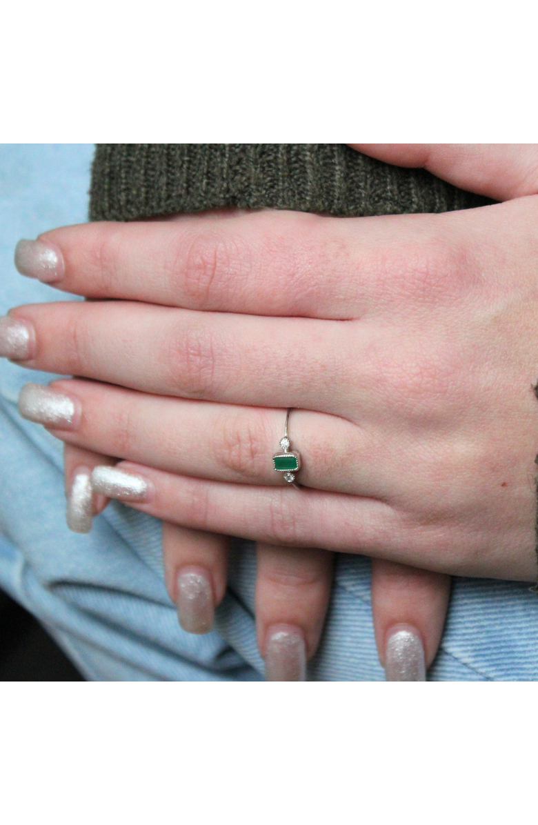 LuvMyJewelry Emerald Cut Emerald & Diamond Birthstone Ring in 14K Gold, Alternate, color, 