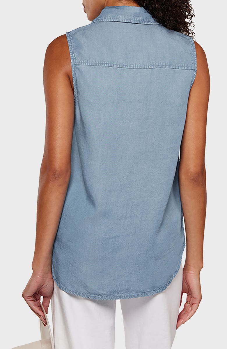 matty m. Euclid Chambray Button Front Sleeveless Shirt, Alternate, color, Chambray